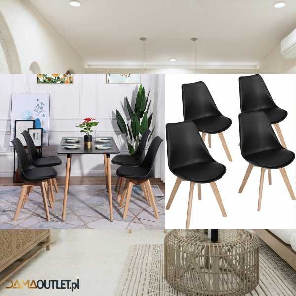 Zestaw KRZESEŁ krzesła 4szt. błękitne miękkie siedzisko DaMaOutlet.pl