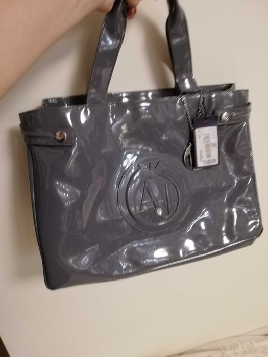 torebka AJ Armani Jeans lakierowana szara