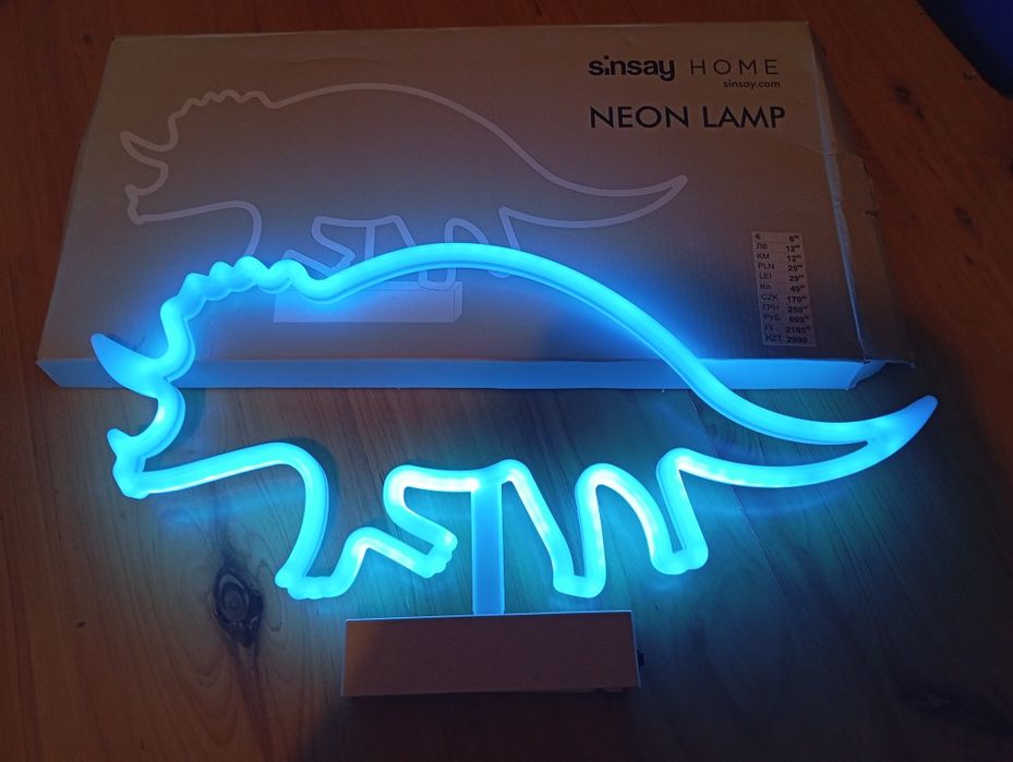 Lampka nocna neonowa dziecięca dinozaur