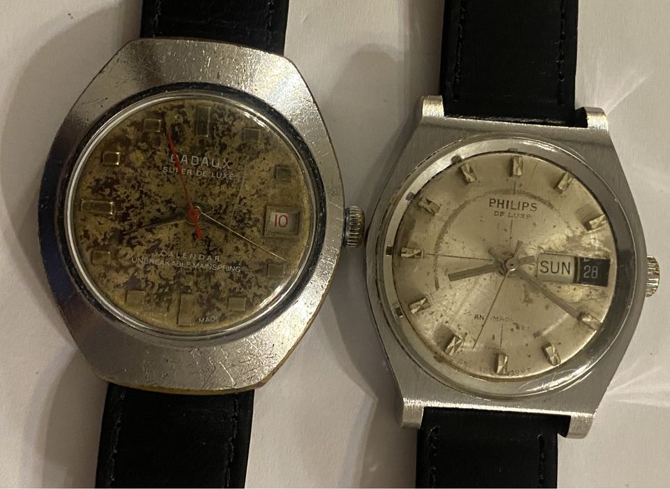 Dois Relogios mecânicos, CADAUX Super de luxe, calendar, PHILIPS DE LUXE