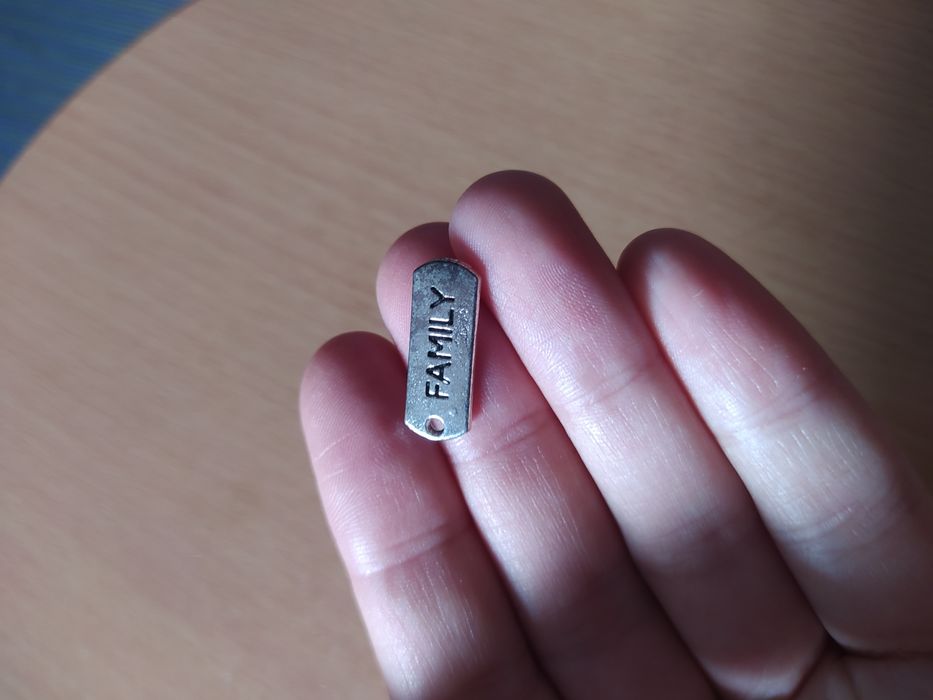 Placa Family/Família prateada para colar ou pulseira NOVO