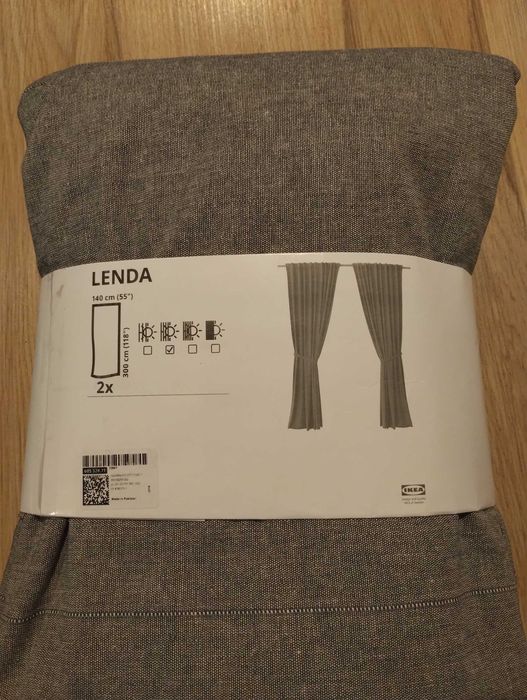 IKEA Lenda Zasłona z wiązaniem, 2 szt., ciemnoszary 140x300 cm