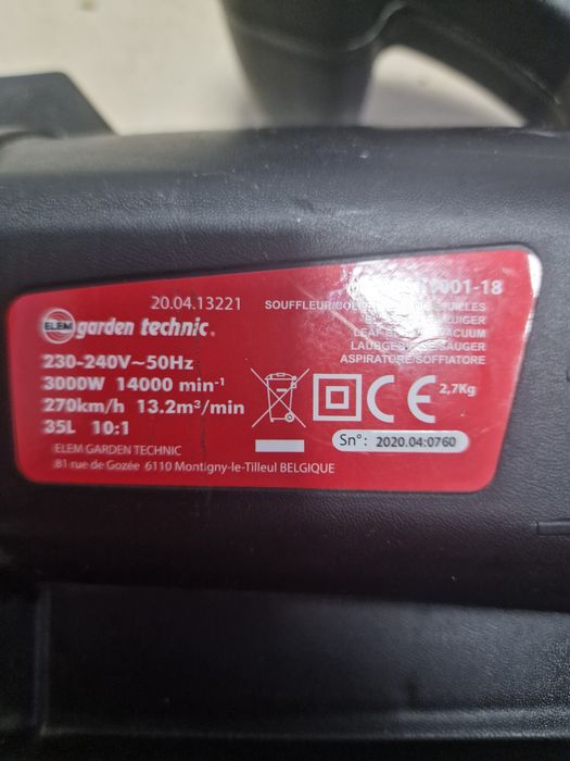 Soprador e aspirador de jardim