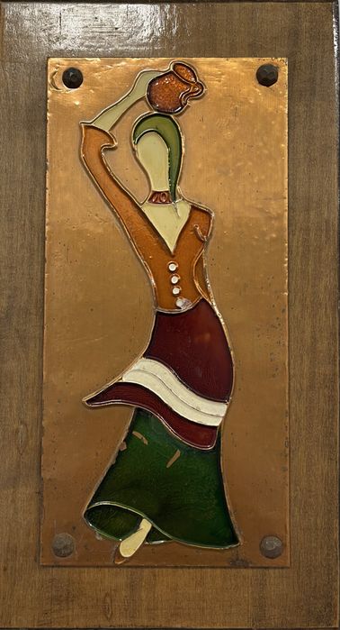 Obrazek miedziany na drewnie