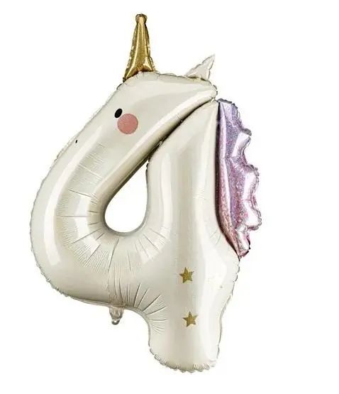 Balon Foliowy Cyfra 4 Jednorożec 93Cm. Nowy Produkt