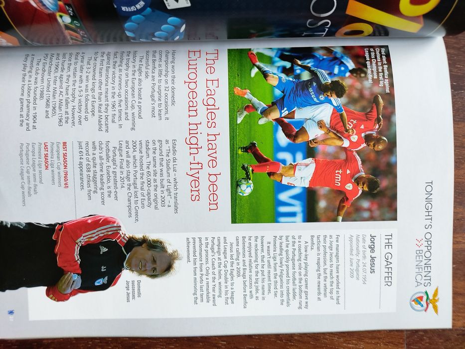 Programa de jogo Chelsea Benfica 2011/12 Champions league