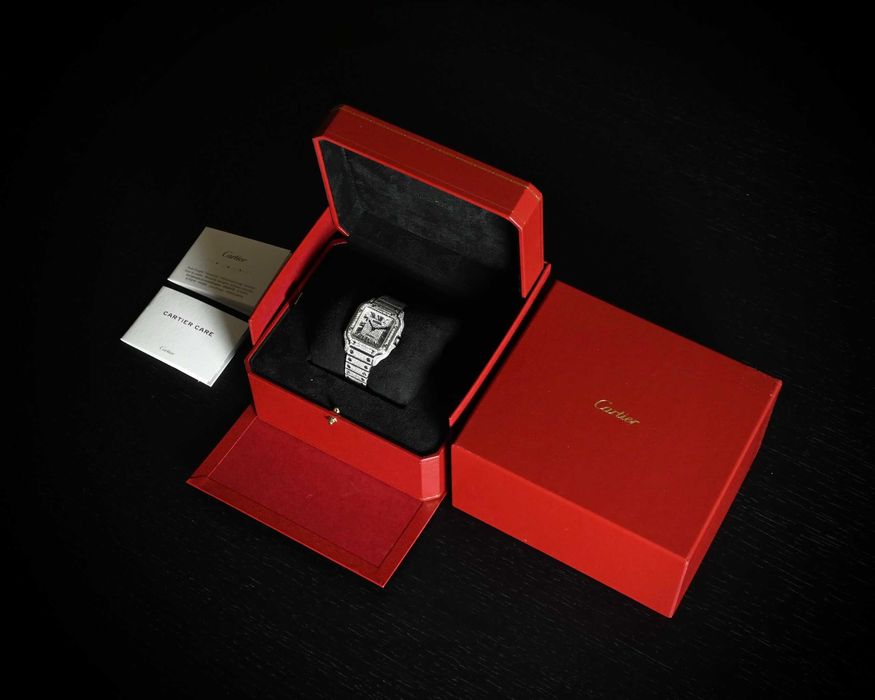 Cartier Santos Medium Iced Out