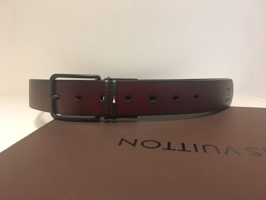 Oryginalny pasek TH tommy hilfiger meski czarny skora skorzany