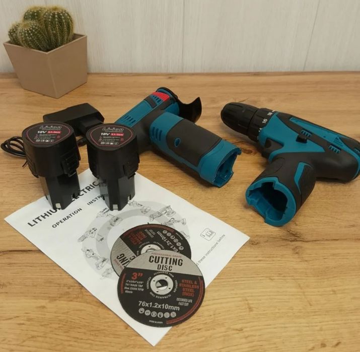 Шуруповерт+Болгарка міні 2 акб 18V