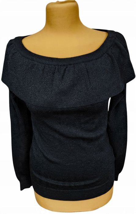 Orsay sweter pullover z metaliczną nitką odkryte ramiona m