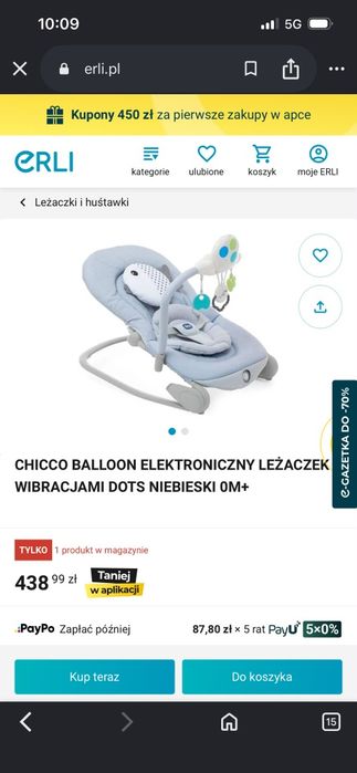 Chicco balloon elektroniczny leżaczek z wibracjami 0M+