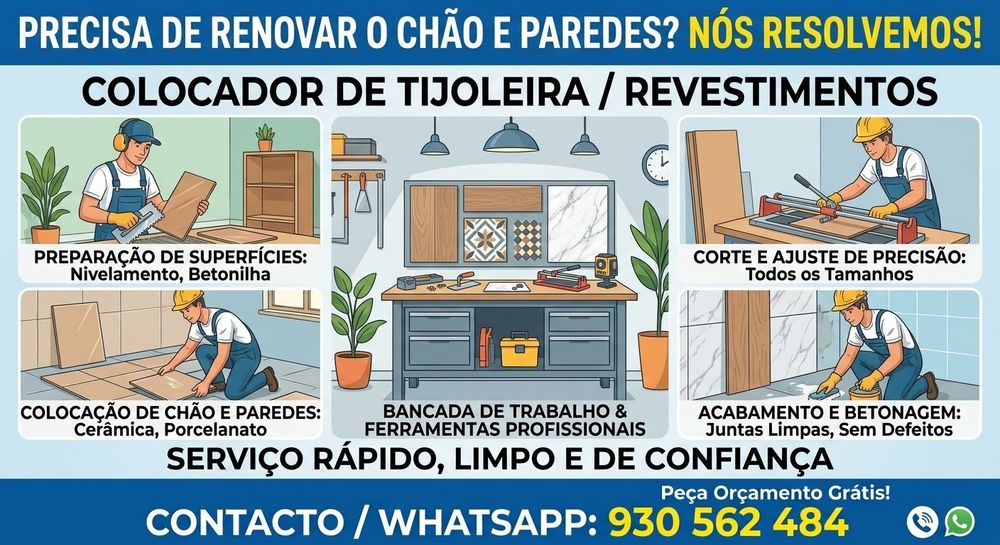 Ladrilhador / Colocador de Tijoleira e Revestimentos - Trabalho Profissional