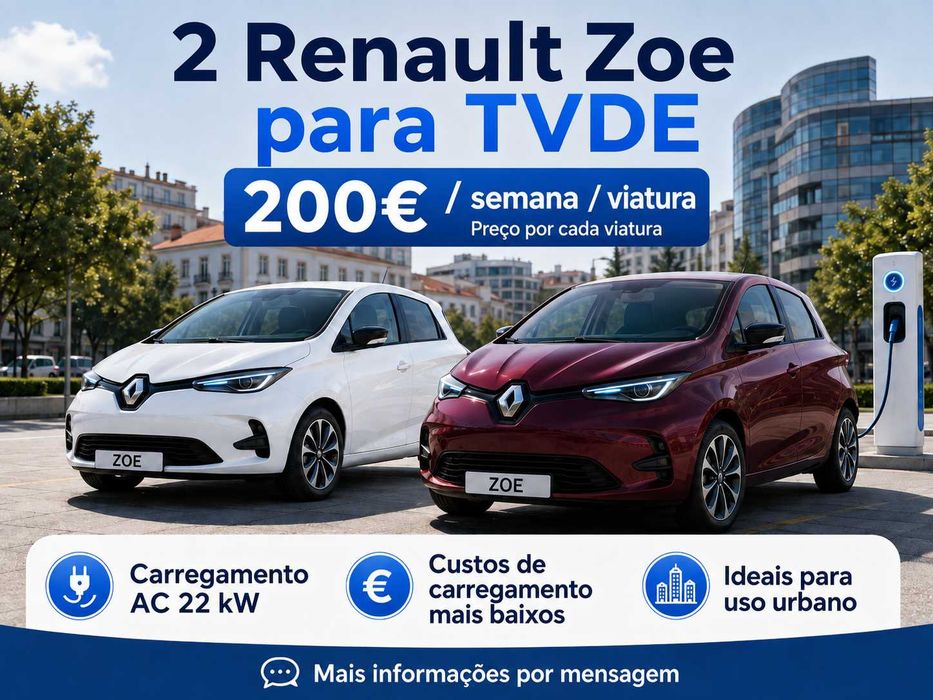 Renault Zoe para TVDE | Aluguer semanal | 200 €/Viatura