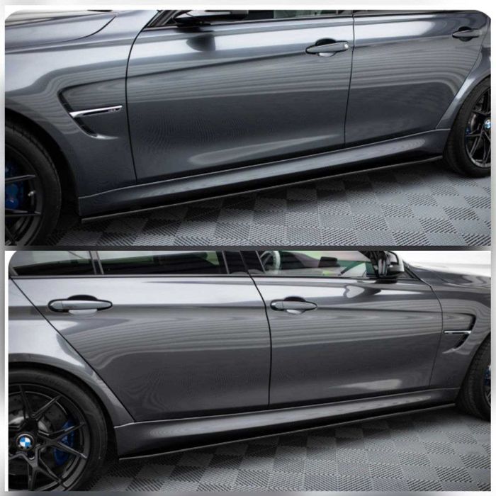 Накладки на пороги в стиле Maxton Design для BMW M3 F80/M4 F82/ M3 F30/ M4 F32 диффузор спойлер сплиттер губа пороги зеркала обвес сплiтер