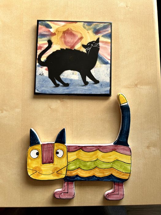 Quadros em cerâmica de gatos