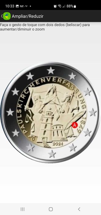 Moeda 2,00 euros alemanha 2023 e 2024 as 5 letras