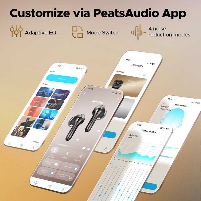 Навушники SoundPEATS Air5 Pro Qualcomm aptX Lossless LDAC Black/White