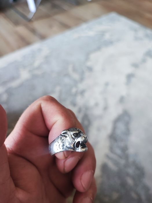 Печатка перстень кольцо тигр серебро