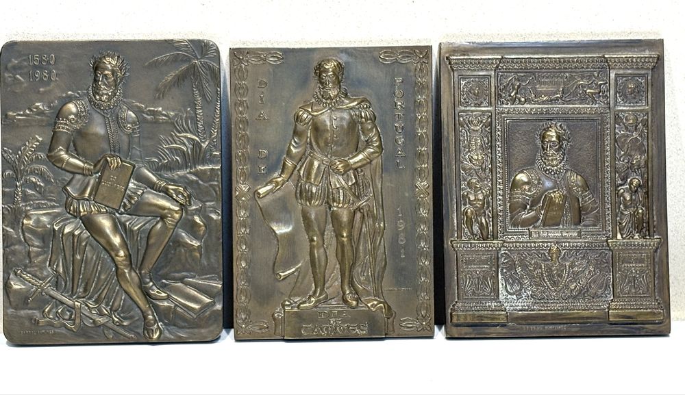 Antigas medalhas comemorativas em bronze Camões 1580 até 1980
