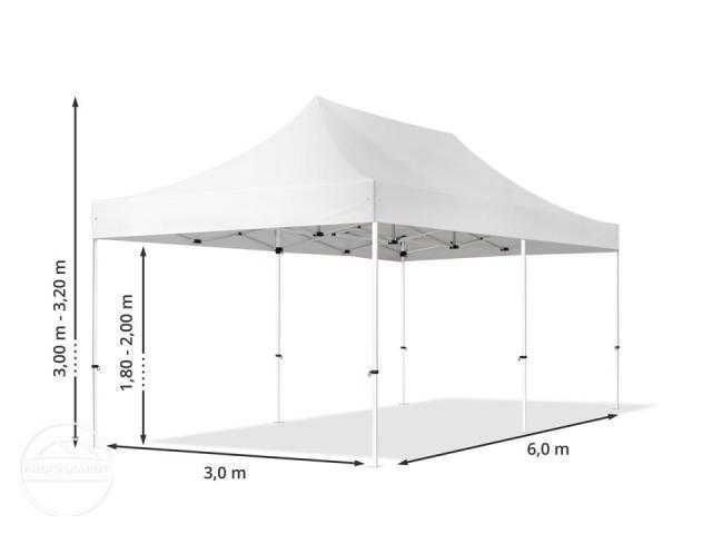 3x6 m Namiot Ekspresowy Stal 30mm ze ścianami,okna  biały