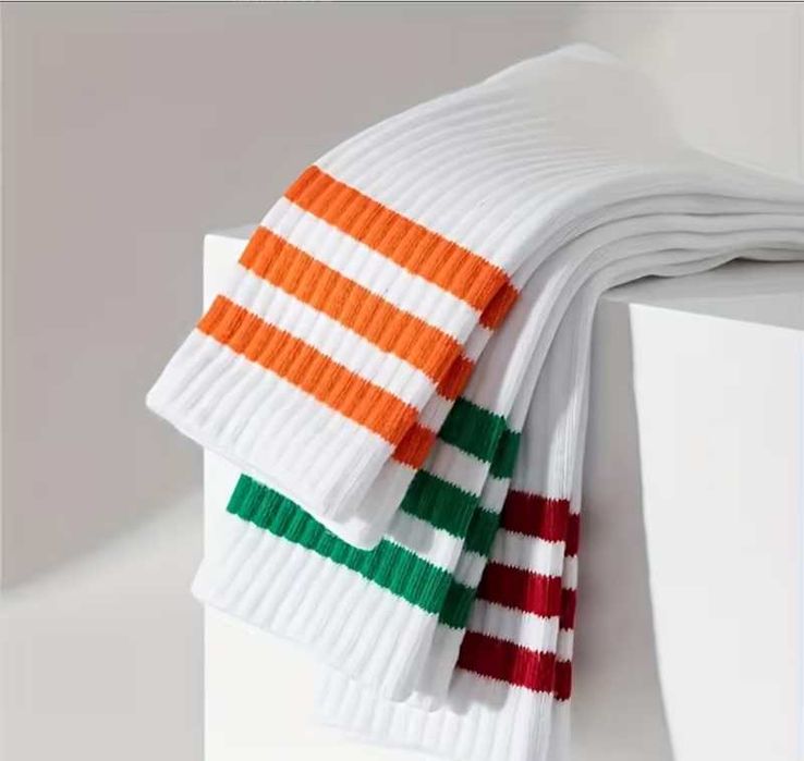 Носки в полоску /10пар 300грн/ високі однотонні білі шкарпетки опт