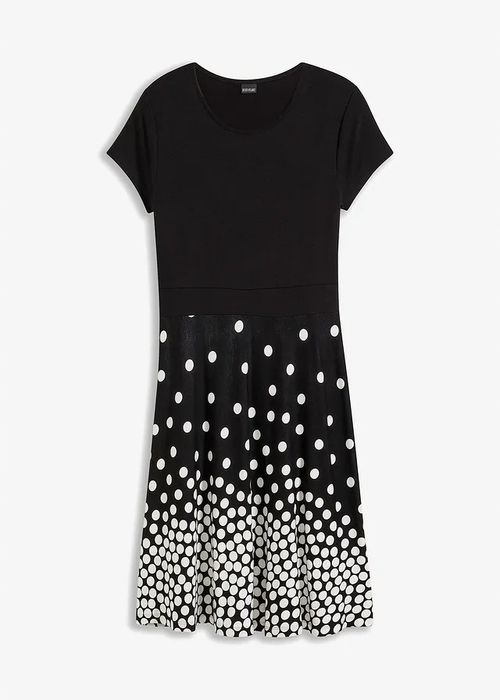 B.P.C sukienka czarna w białe grochy z wiskozy 44/46.