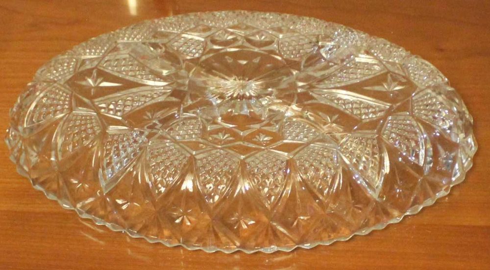 Travessa de aperitivos de cristal vintage, anos 80,com 4 divisórias,