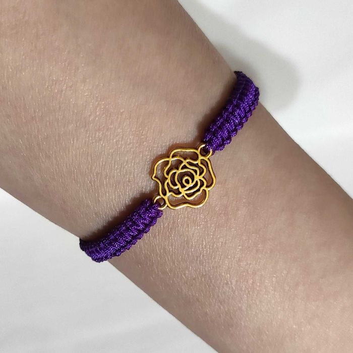 B465 Bransoletka Róża makrama pleciona Handmade Rękodzieło
