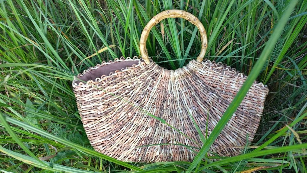 Сумка соломка бамбукові ручки