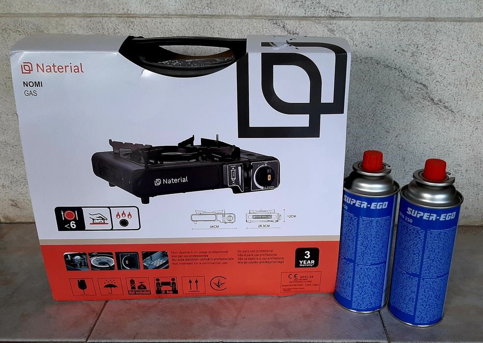 Kit Fogão a gás portátil 1900W Novo + 2 botijas de gás