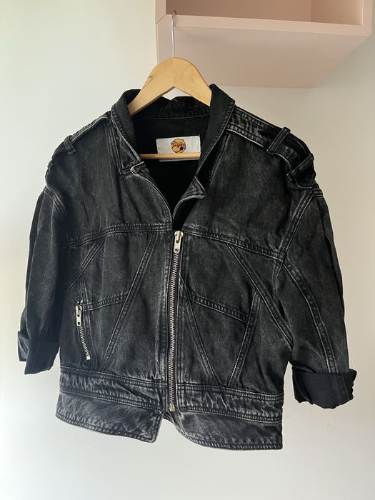 Jeansowa katana w stylu ramoneski szara na zamek L C&A jeans