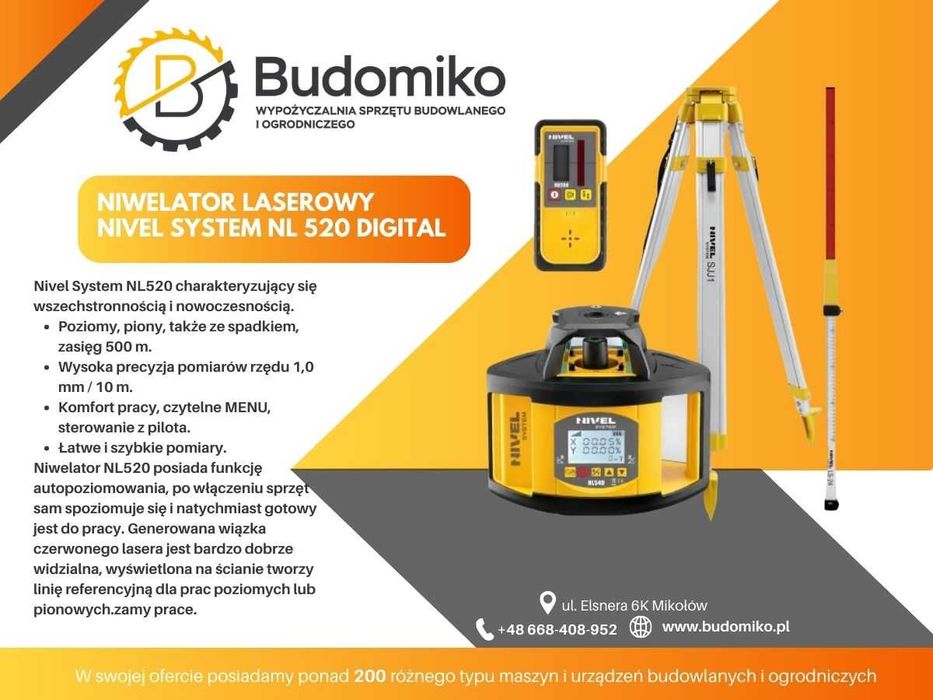 Wynajem, Niwelator Laserowy NIVEL SYSTEM NL 520 DIGITAL