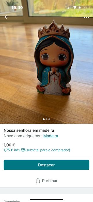 Nossa senhora em madeira