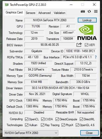 Gigabyte GeForce RTX 2060 OC 6G