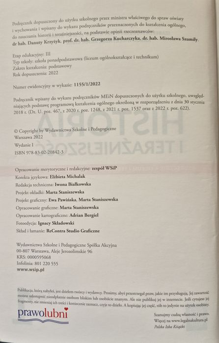 Podręcznik Historia i teraźniejszość  liceum I technikum.