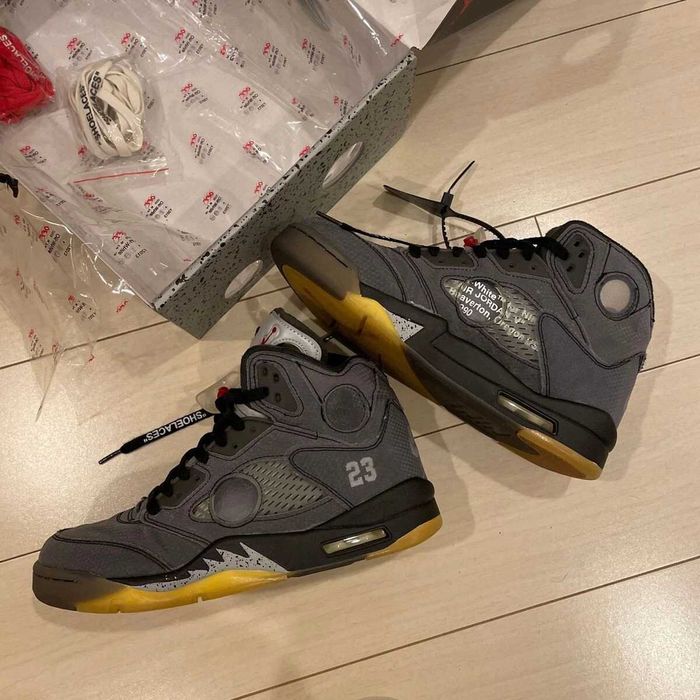 (БЕЗ ПЕРЕДОПЛАТИ) Nike Air Jordan 5 Retro X Off-White найк аір джордан 5 офф вайт колаборація кросівки