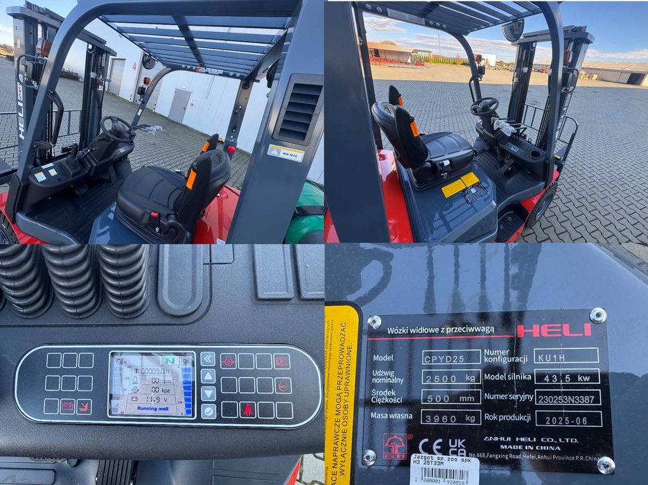 Wózek Widłowy Spalinowy Heli 2,5t Masz 3,3m Silnik Kubota LPG 2025-06
