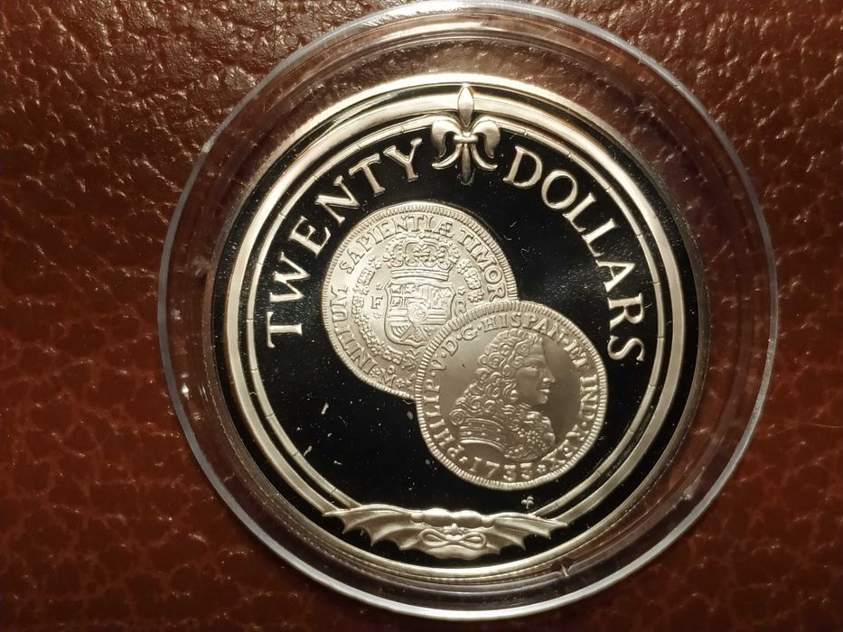 Ilhas Virgens Britânicas - moeda em prata proof de 20 dollars de 1985 - Escudo de Ouro