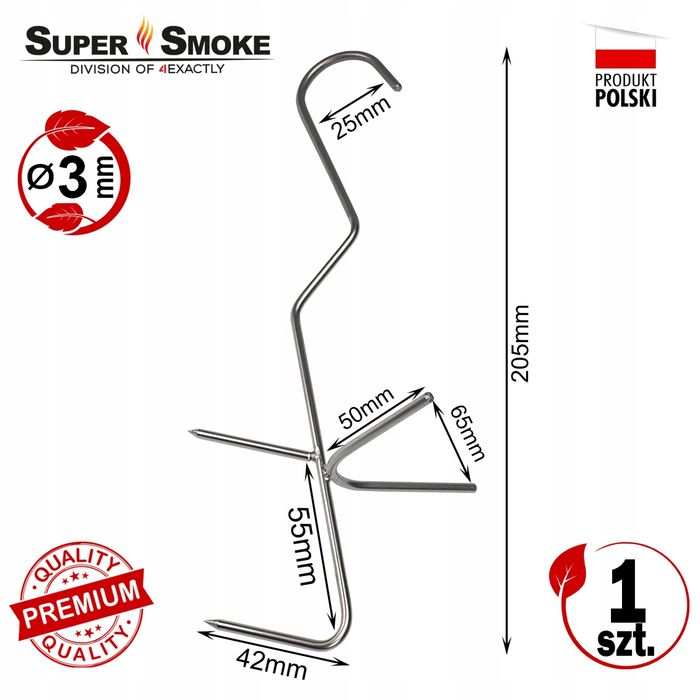 Hak Wędzarniczy Super Smoke do ryb 3mm Premium 20cm