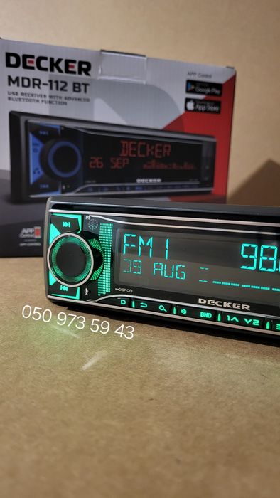 Блютуз магнітола Decker MDR-112BT/USB/AUX/змінна підсвітка
