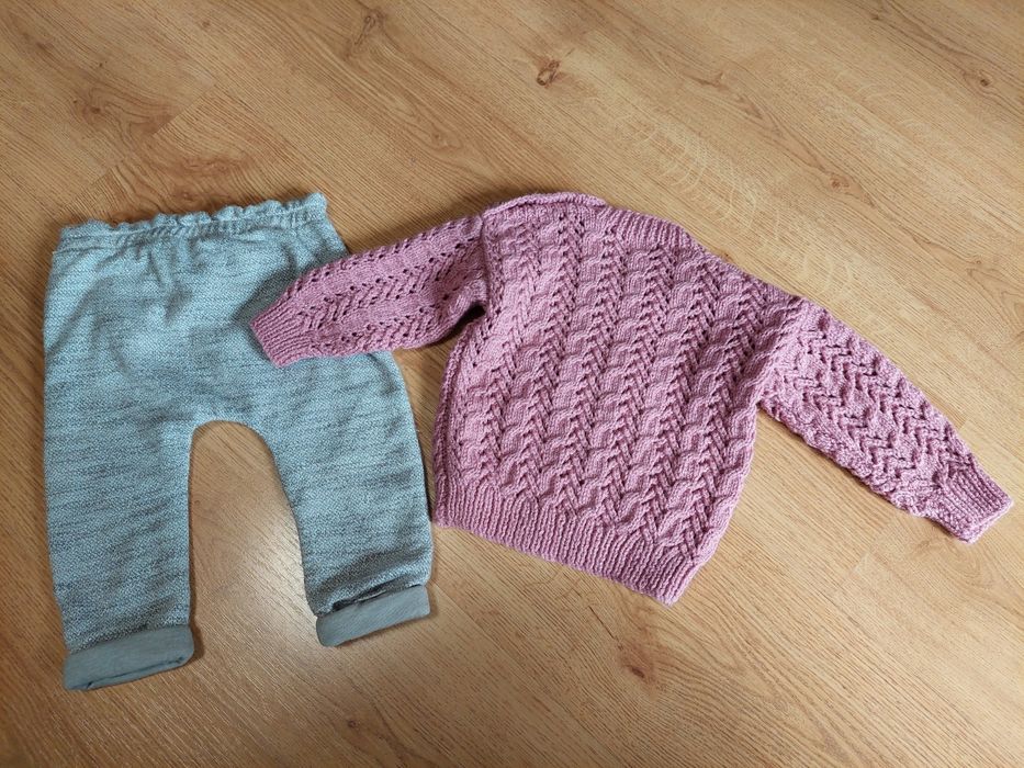 rozm. 74 zestaw sweterek handmade spodnie bluzka paka