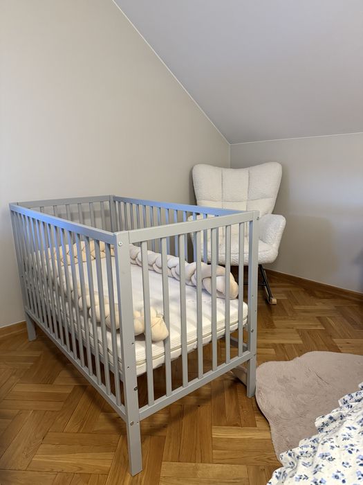 Łóżeczko dzieciece + materac szare 120x60