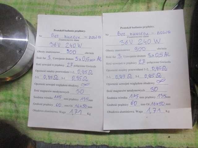 Prądnica na wiatrak 36V 240W