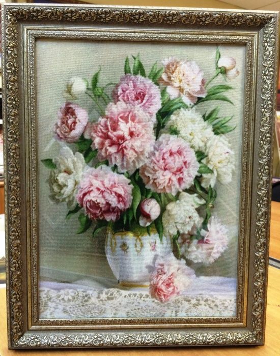 Картина нитками Пионы мадам Ренью