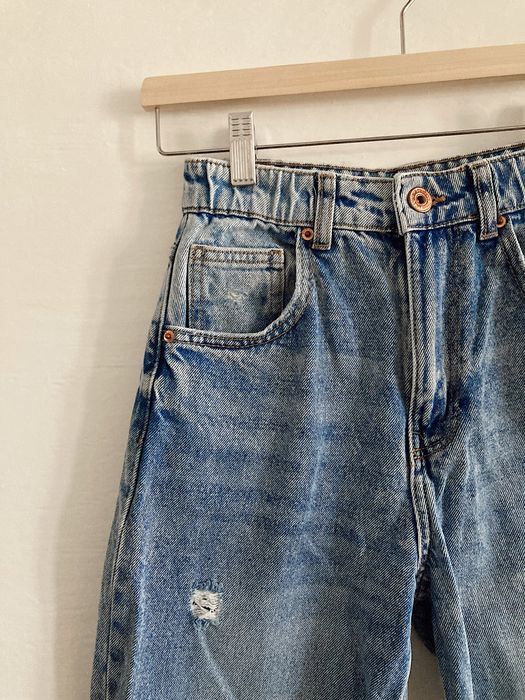 Spodnie jeansy dżinsy bershka baloon niebieskie basic