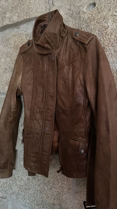 Casaco de pele castanho