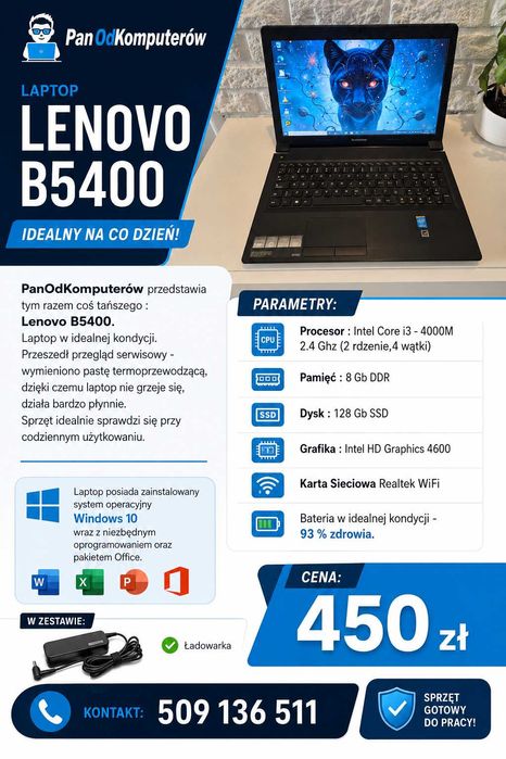 TANIO Lenovo B5400 Intel i3/8GbDDR/SSS/Bateria Super