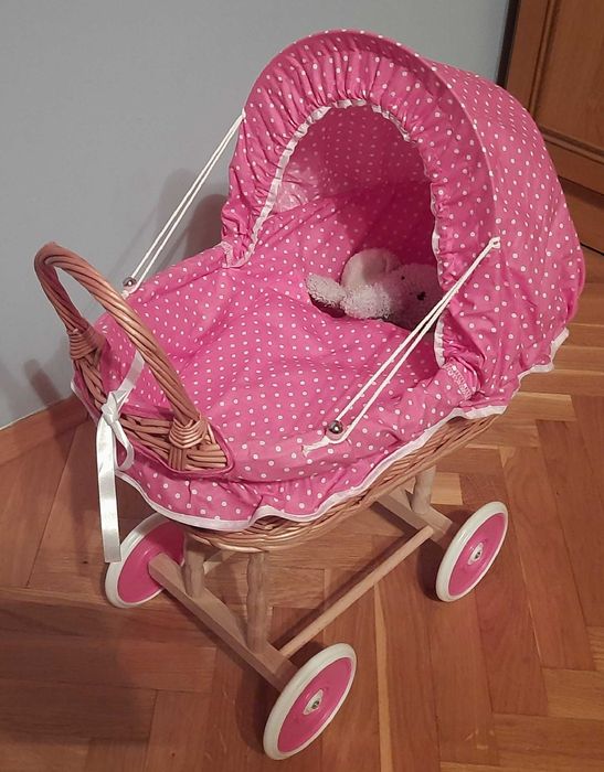 Wózek dla lalek z pościelą + łóżeczko