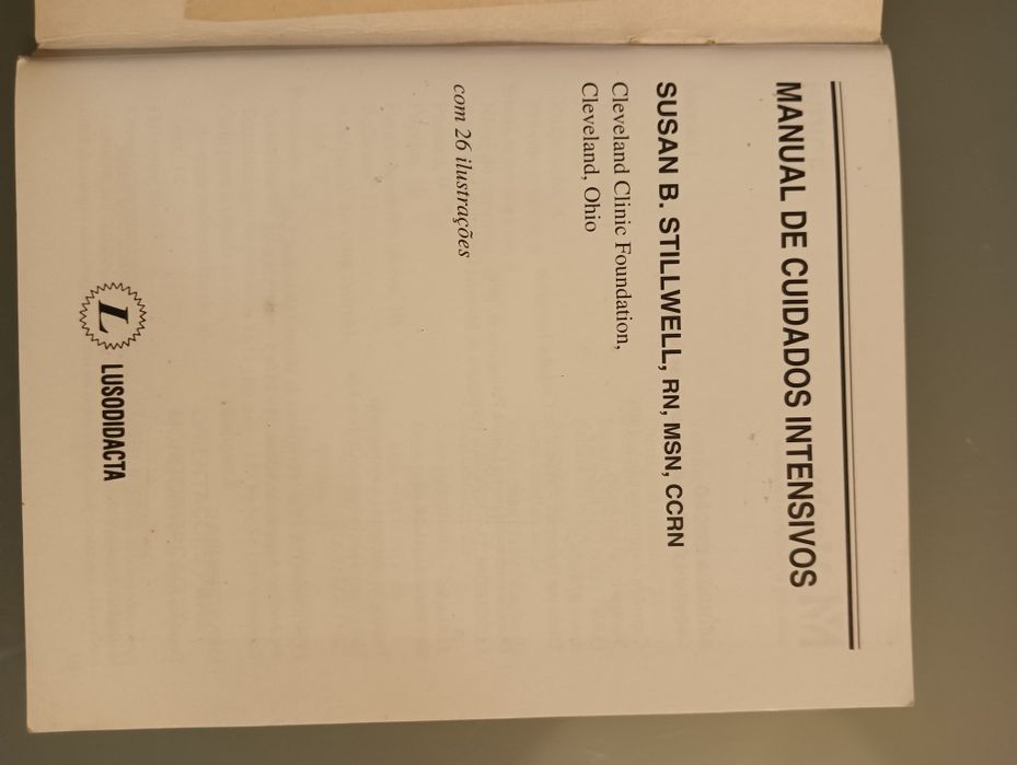 Manual de cuidados intensivos	Susan B. StillWell		Como novo!*