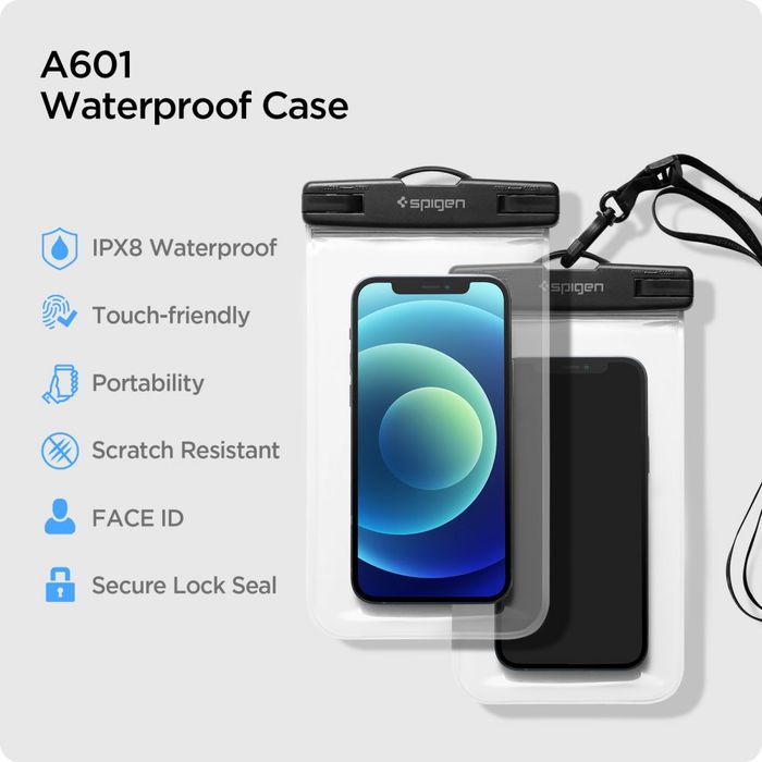 Spigen A601 universal waterproof case 2-pack crystal clear